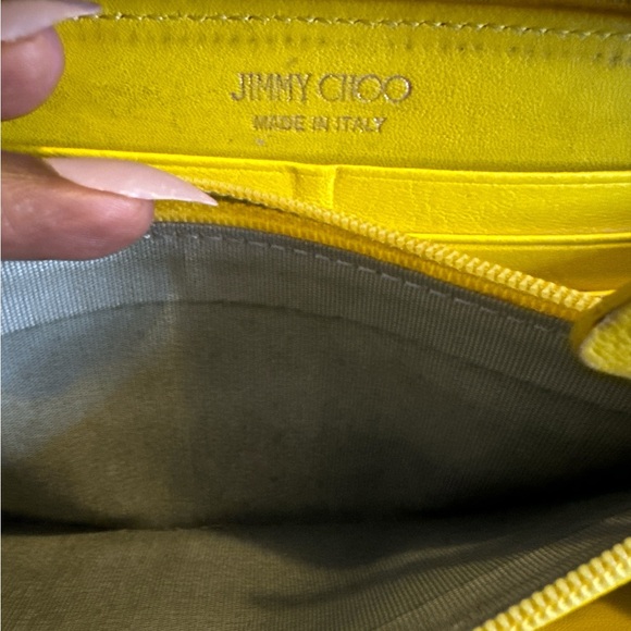Jimmy Choo Yellow Silver Nelli Star Studded Envelope Long Wallet Italy GUC - Picture 9 of 9